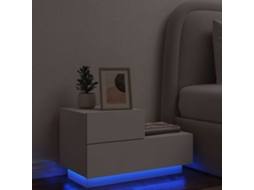 Vidaxl Mesa De Cabeceira Com Luzes Led 70x36x40,5 Cm Branco
