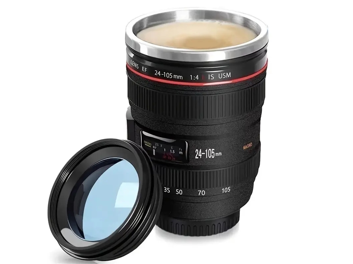 Xícara De Café De Fotógrafo De Viagens, Lente De Câmera De Aço Inoxidável