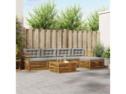 Vidaxl Conjunto De Sofás Para Exterior 6 Unid. Cinza Natural E Claro
