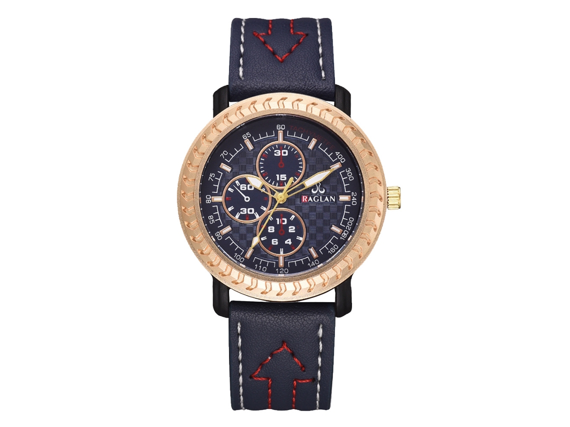 Relógio Analógico de Quartzo Masculino Pulseira de Couro Pu Clássico Casual Azul