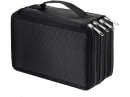 Estojo para Lápis, Grande Capacidade, 2 Compartimentos, Portátil, Organizador, Preto AQUAFORGE