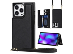 Suporte Casa Bloqueio Rfid Para Iphone 15 Pro Pele Sintética Com Porta-cartões Preto