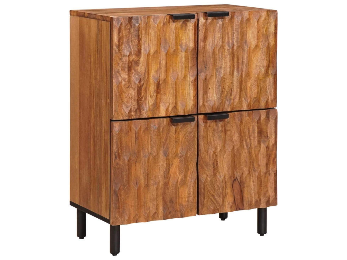 Vidaxl Buffet Com Porta Acabamento Em Acácia Marrom 60 X 33 X 75 Cm