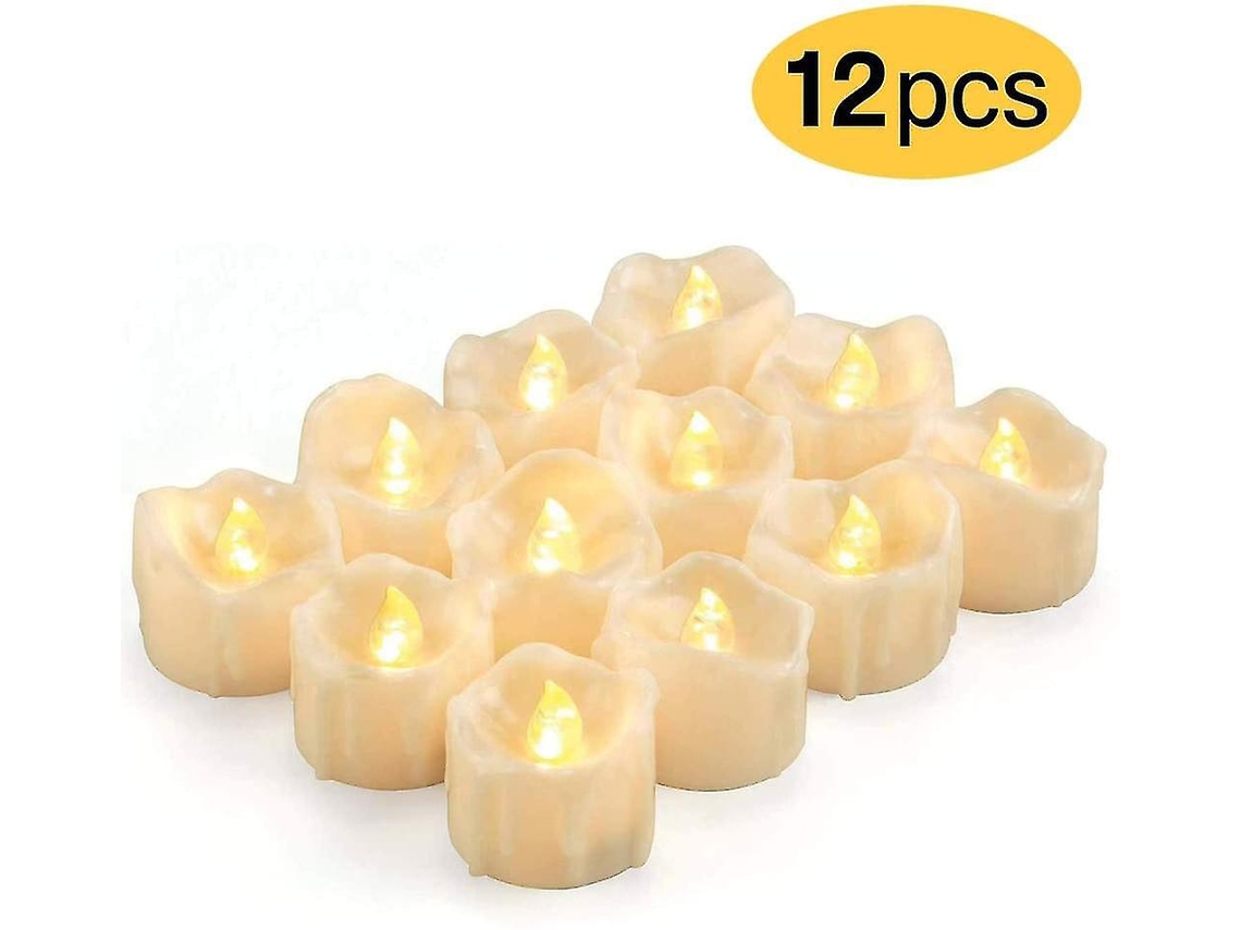 Rebe velas Led com Temporizador 12 Peças Velas de Tealight Sem Chama Cera Real Baterias Cr2032 para Decoração Romântica e Segura