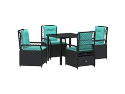 Maison Exclusive - Conjunto De Jantar Para Jardim 5 Pcs Preto Vime Pe