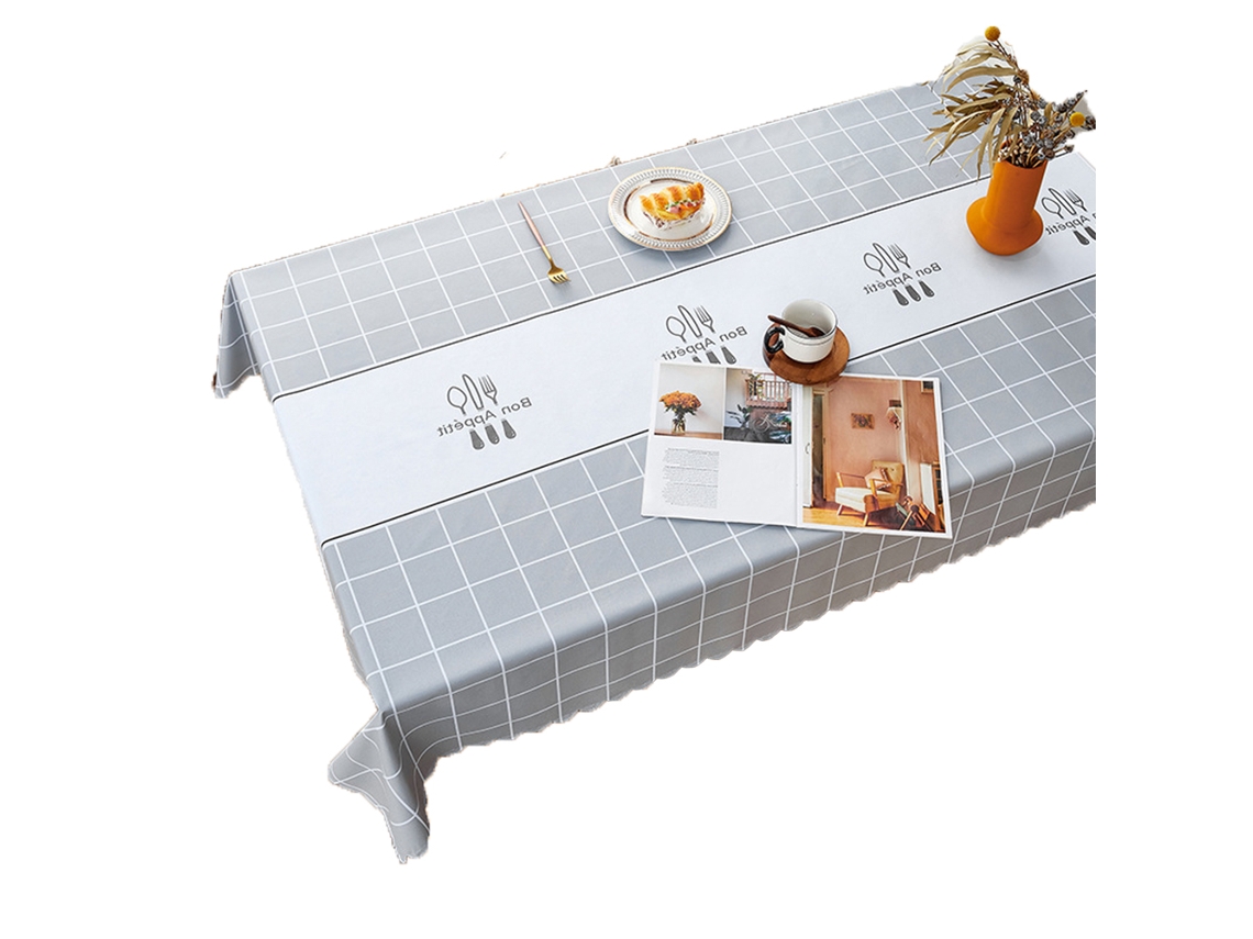 Toalha de Mesa Retangular de Linho de Algodão À Prova de Vinco Cinza Comida Ocidental Cinza/Fronteira de Flores 80 * 120 Cm