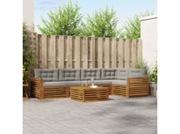 Vidaxl Conjunto De Sofás Para Exterior 6 Pcs Cinza Natural E Claro