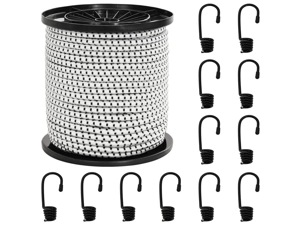 Vidaxl Cordas Bungee Com Ganchos 4 Mm Preto E Branco Pp E Borracha