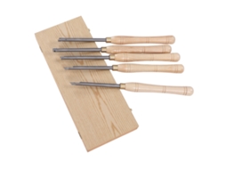 Laxiscreed Kit De Ferramentas De Carbeto Para Torno De Madeira, 5 Peças Com Cabos Naturais