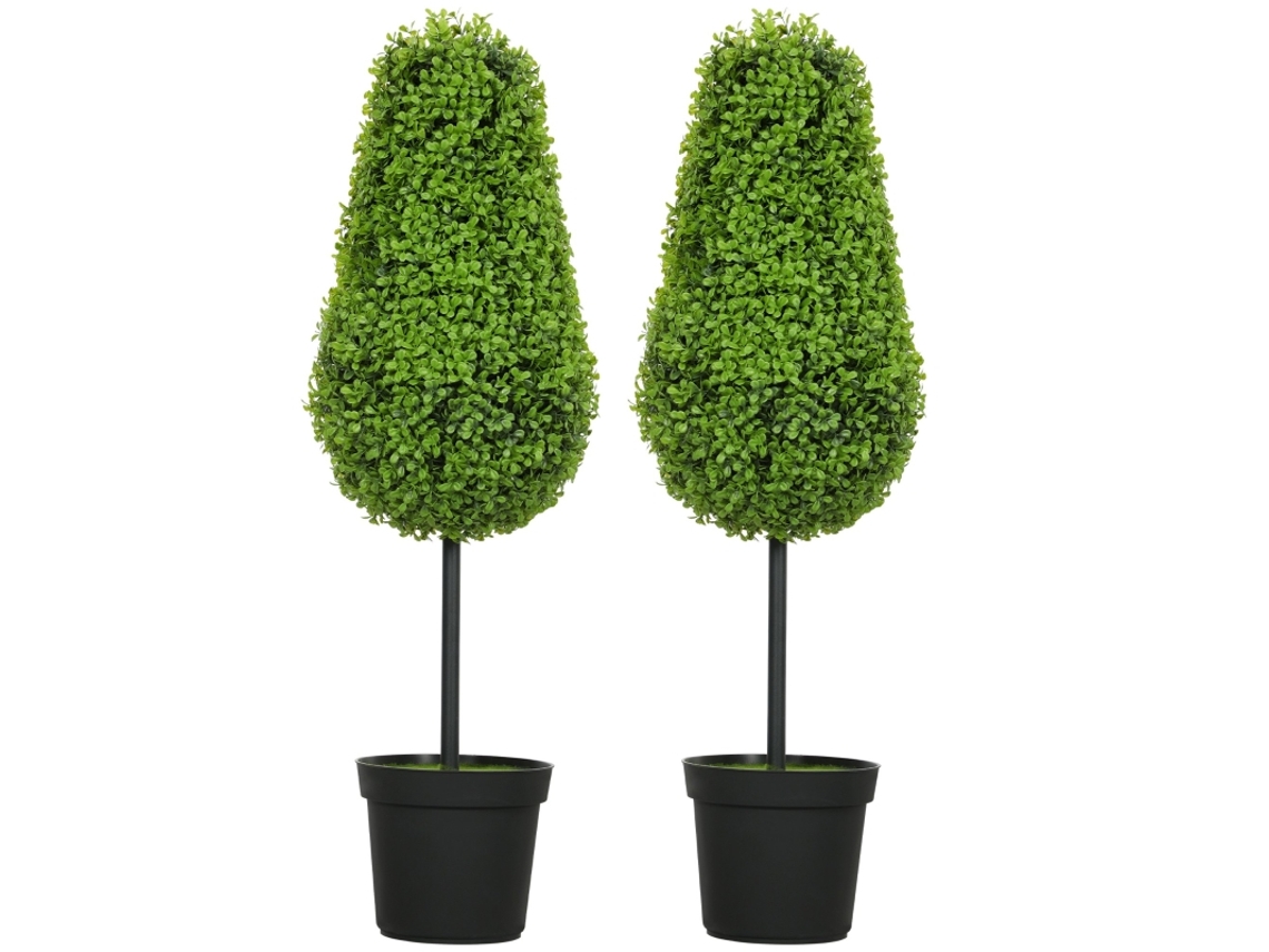 Conjunto De 2 Buxos Artificiais De 90cm Em Formato De Lágrima, Plantas Artificiais De Plástico Em Vasos, Decoração Moderna Zkaka
