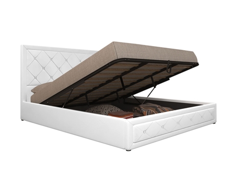 Cama CSD Roman com Estrado Elevatório (Branco - Madeira - 200×180 cm)