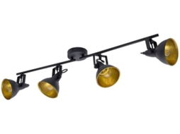 Candeeiro De Teto Orientável Em Metal Com 4 Focos Preto Emer Preto