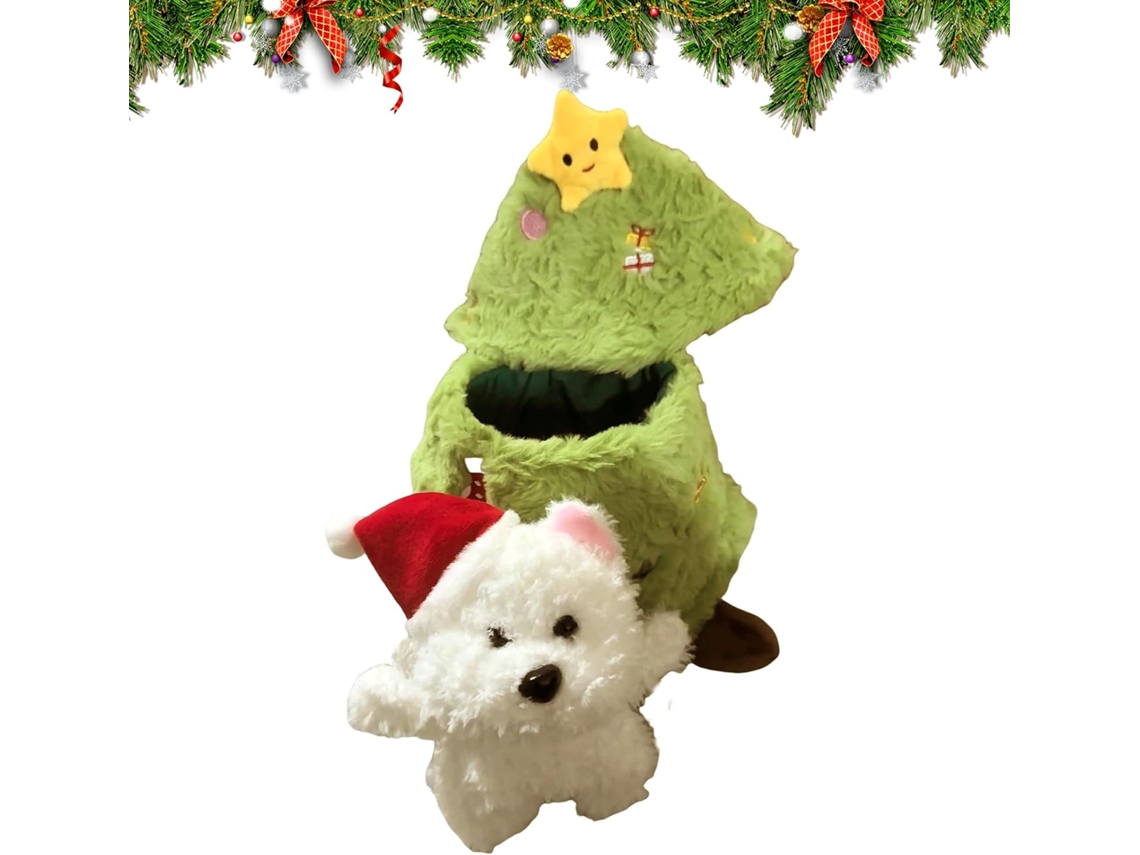 Árvore De Natal Pelúcia Com Cachorrinho Pelúcia, Decoração Natalina