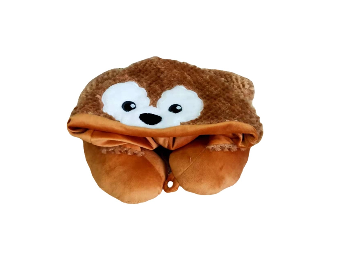 Travesseiro De Pescoço Com Capuz De Pelúcia Fofo Para Viagens Aéreas E Direção. Travesseiro De Pescoço Slowmoose