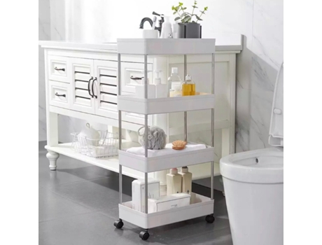 Prateleira Carrinho Organizador Multiuso Branca 4 Andares 40X22X89Cm com Rodinhas GLOBALMIX