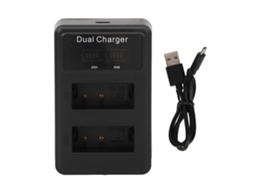 Carregador de bateria USB duplo para câmeras com indicador de energia CHABERLU