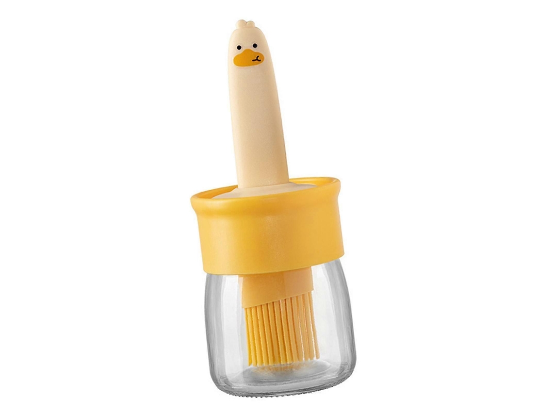 Kit com pincel e pote para azeite e molhos, ideal para bifes, temperos e marinadas.