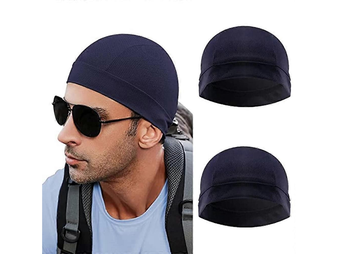 Conjunto De 2 Gorros Masculinos Com Forro Para Capacete, Absorventes De Suor, Ideais Para Ciclismo E Corrida, Na Cor Azul.