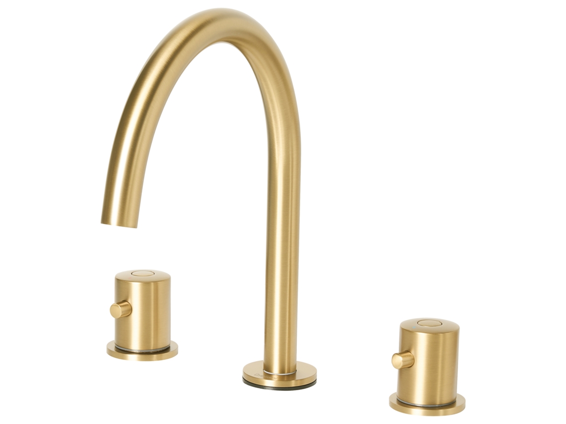 Torneira De Lavatório Beliani Pilcomayo De Latão Dourado 4x21x24