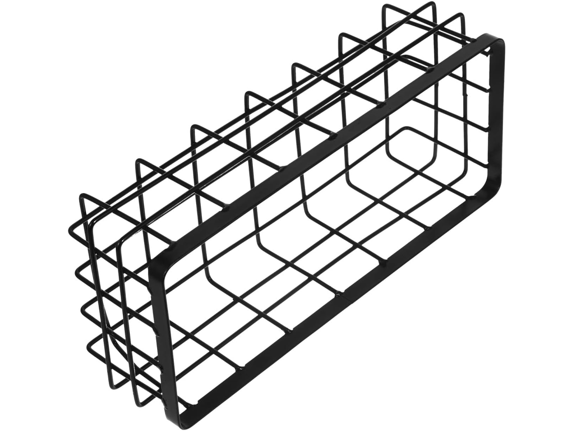 Cesto De Armazenamento Metal Retangular Para Parede, Em Ferro Preto, Para Banheiro