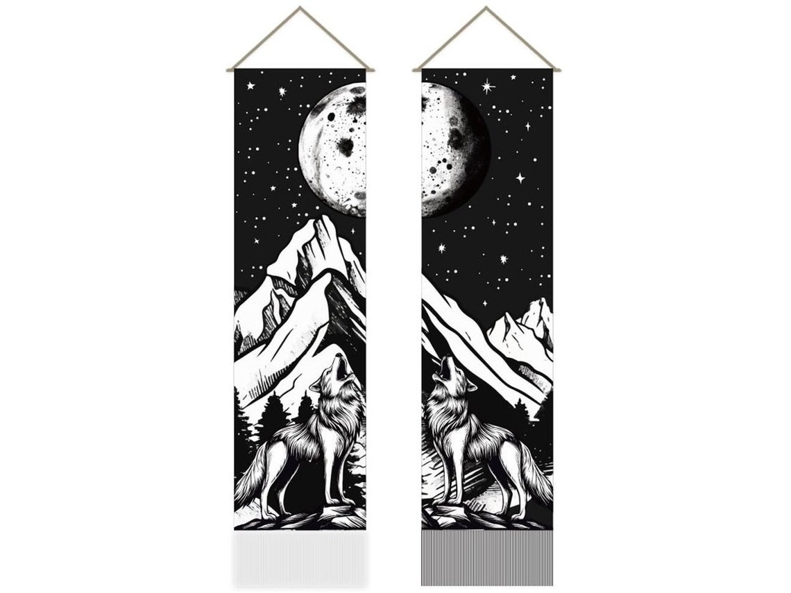 Escolha Sólida - Tapete De Parede Mística Selva - Lobo Lágrima - Céu Estrelado - Agulha - Desenrolamento - 111 X 30 Cm - Decoração De Parede