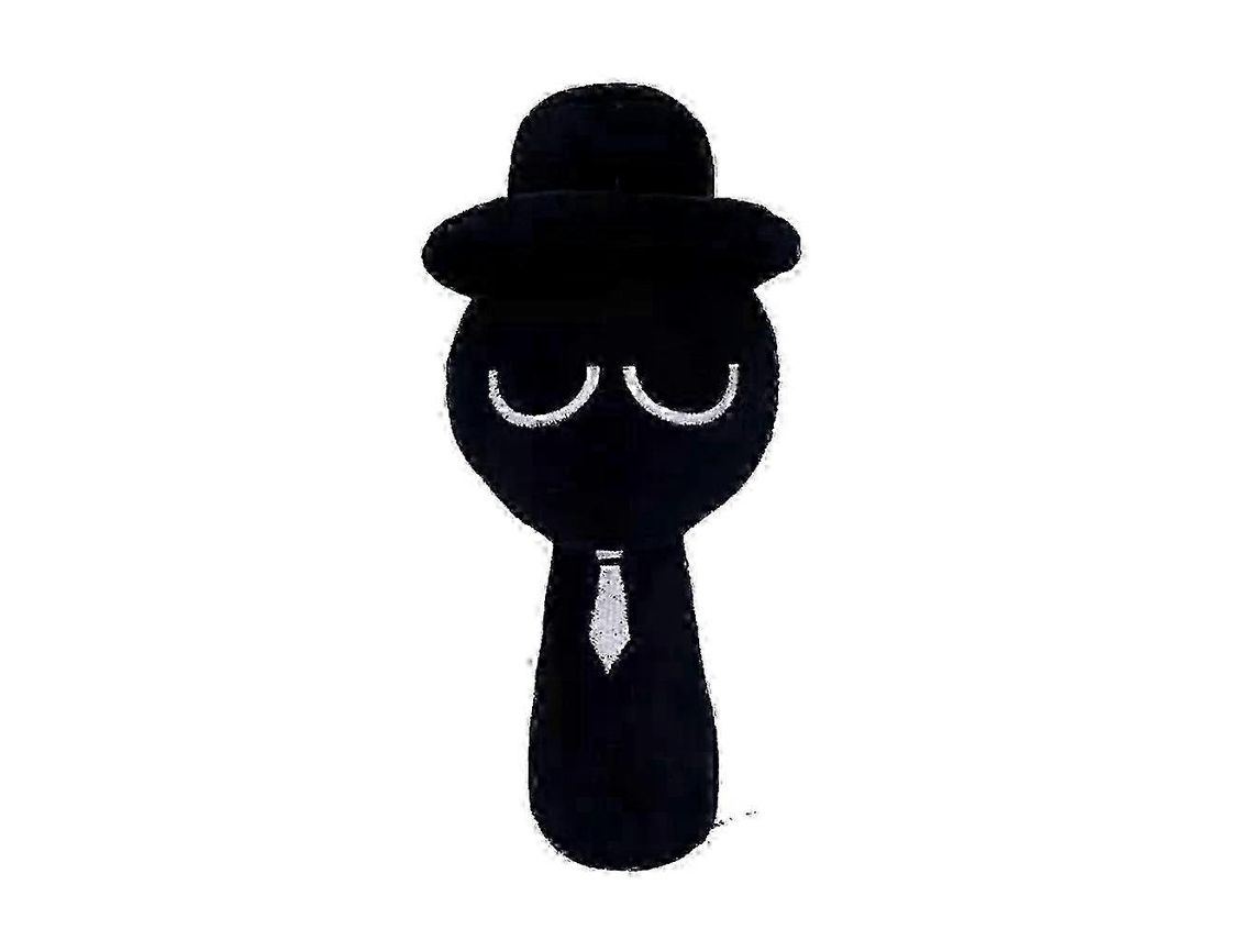 Pelúcia Sprunki Preto Com Chapéu E Gravata 12 Polegadas, Para Crianças E Adultos, Ideal Para Presentes