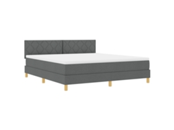 Cama Com Estrutura De Molas E Colchão & Led Cinza Escuro Vidaxl Tecido (180x200 Cm)