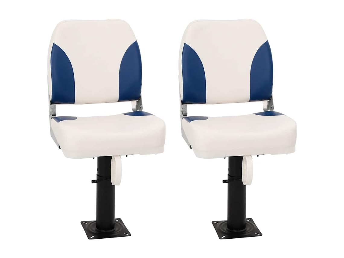 Vidaxl Conjunto De 2 Assento Barco Dobrável 41x36x48 Cm Azul E Branco