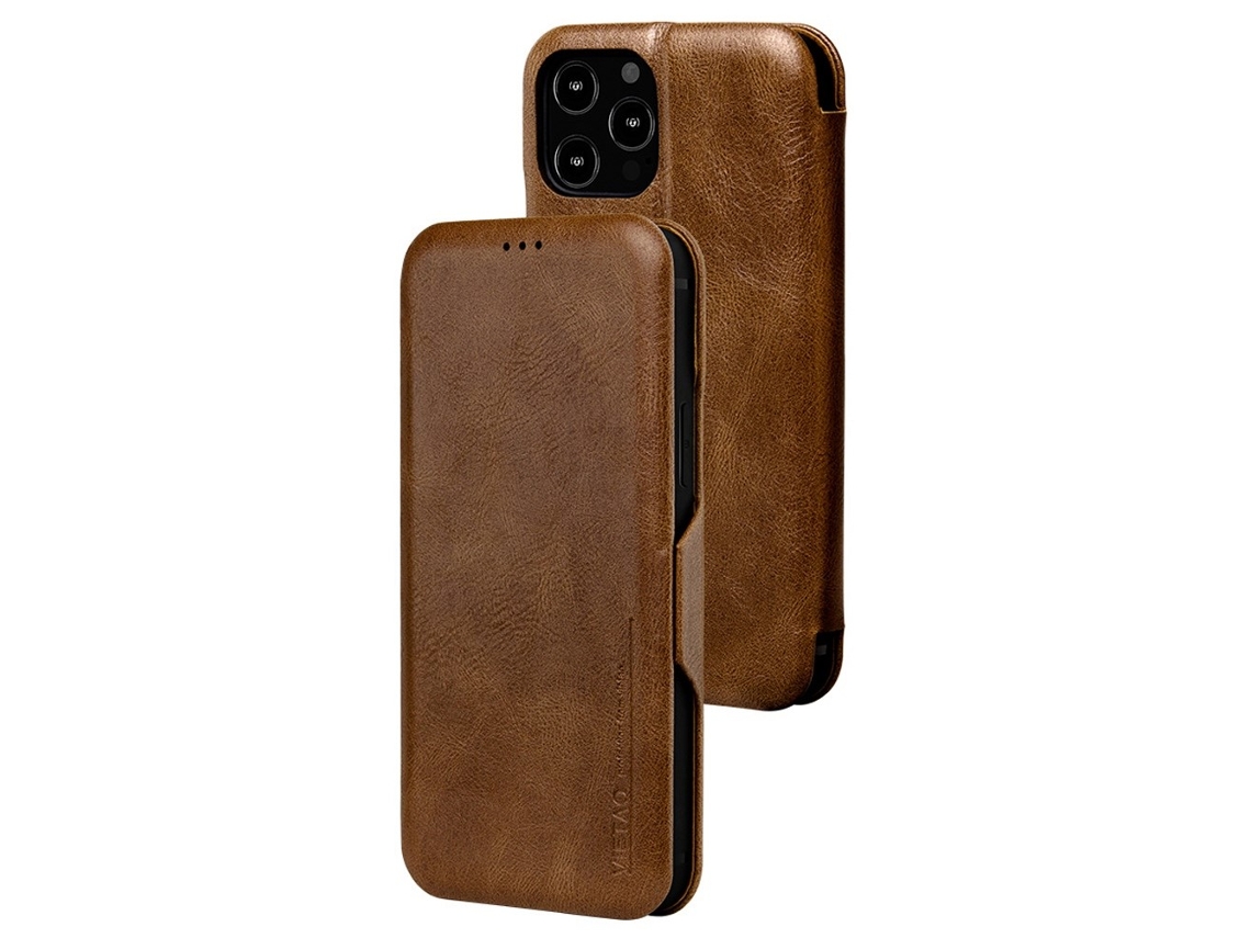 Capa Inch Para Iphone 13 Pro Pele Sintética Magnética Com Porta-cartões Castanho