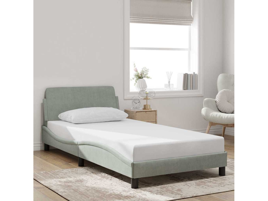 Vidaxl Estrutura De Cama Dover 100x203 Cm Veludo Cinzento-claro