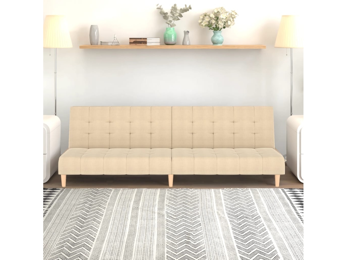 Vidaxl Sofá-cama De 2 Lugares Tecido Cor Creme
