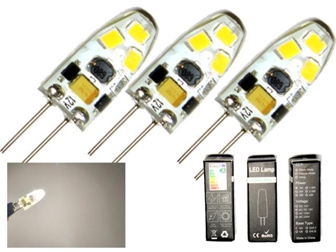 Lâmpada Led, 3 Unidades, Base G4, 1,5w, 12v, 3100k, Intensidade Regulável, Para Uso Residencial, Comercial E Manutenção Elétrica