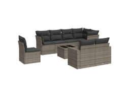 Conjunto de 9 Sofás para Jardim com Almofadões Vime Pe Cinzento MAISON EXCLUSIVE (90x200 cm)
