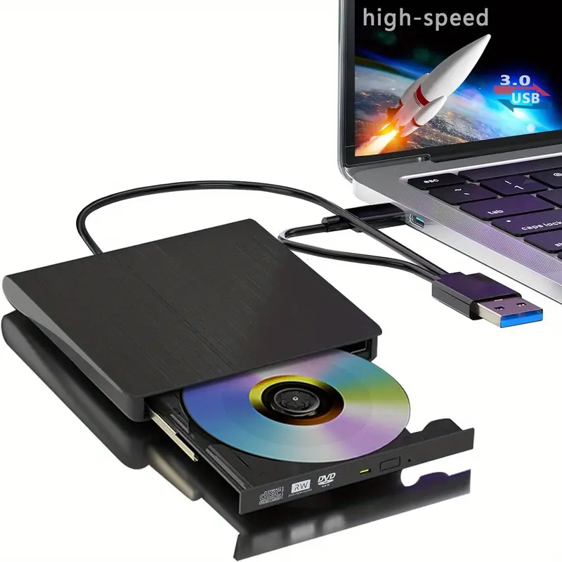 Leitor Externo De Cd/dvd Para Laptop Usb 3.0 Leitor Óptico Rw Portátil/reprodutor De Dvd Slowmoose