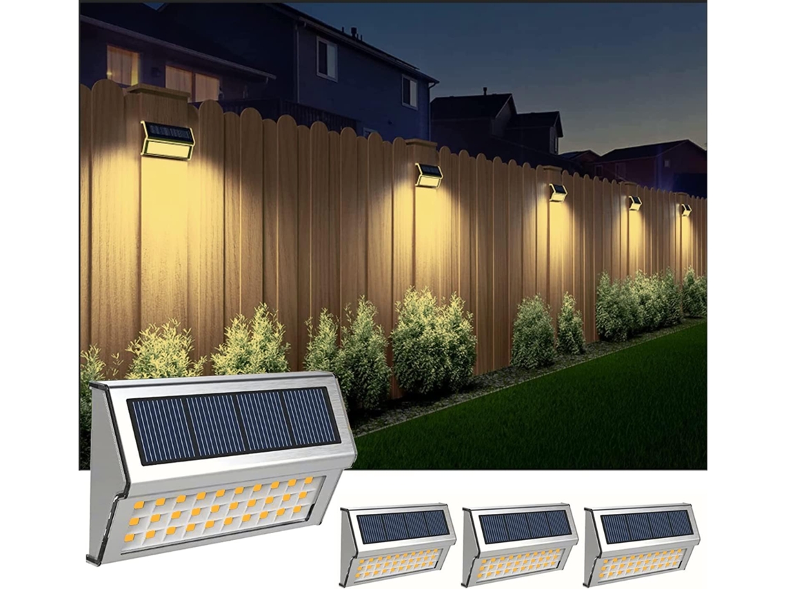 Luminária Solar para Cerca e Escadas, Material Aço Inoxidável, À Prova D'água, Sem Fio, para Jardim, Áreas Externas AQUAFORGE