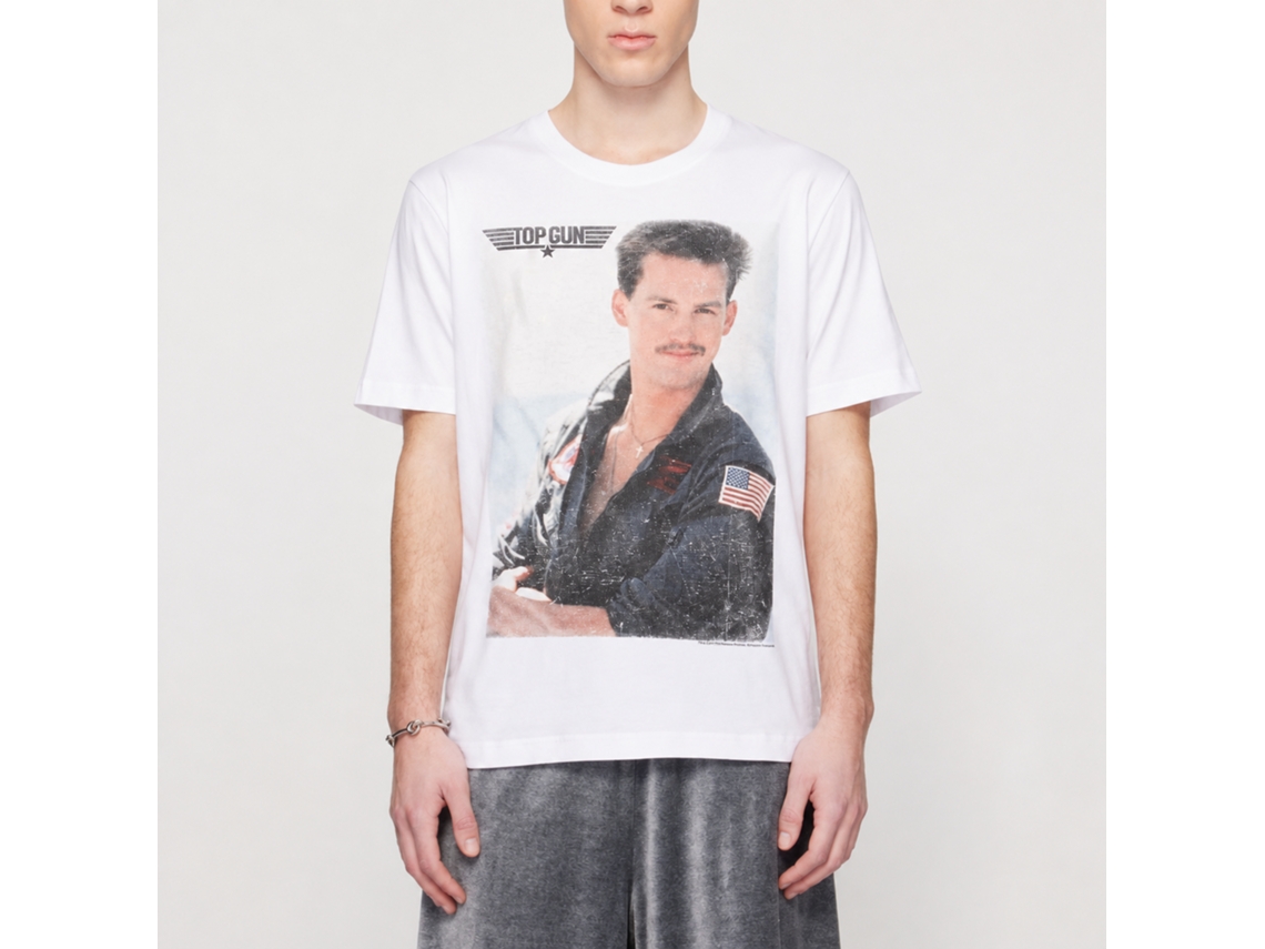 Rockinstone Top Gun Movie Goose Fade White Adult T-shirt Size:xl