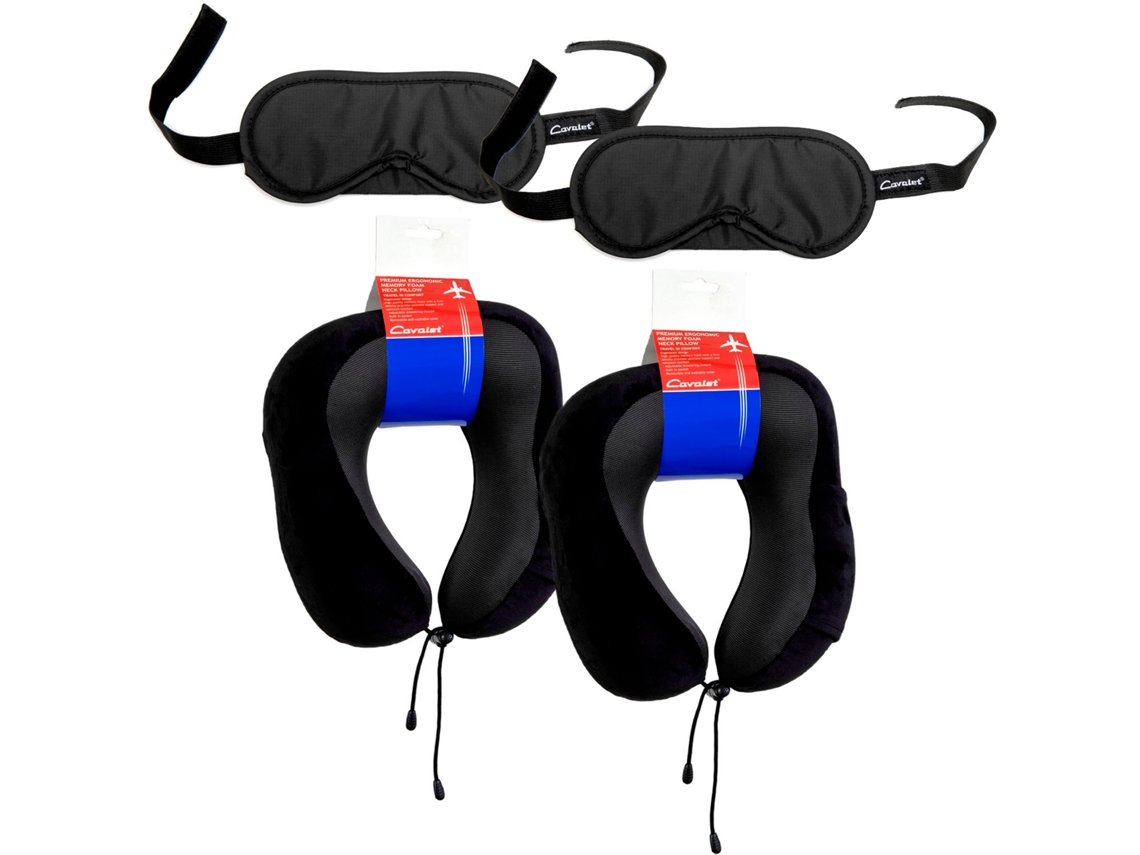 Kit de Viagem com 2 Travesseiros de Pescoço e 2 Máscaras de Dormir AQUAFORGE