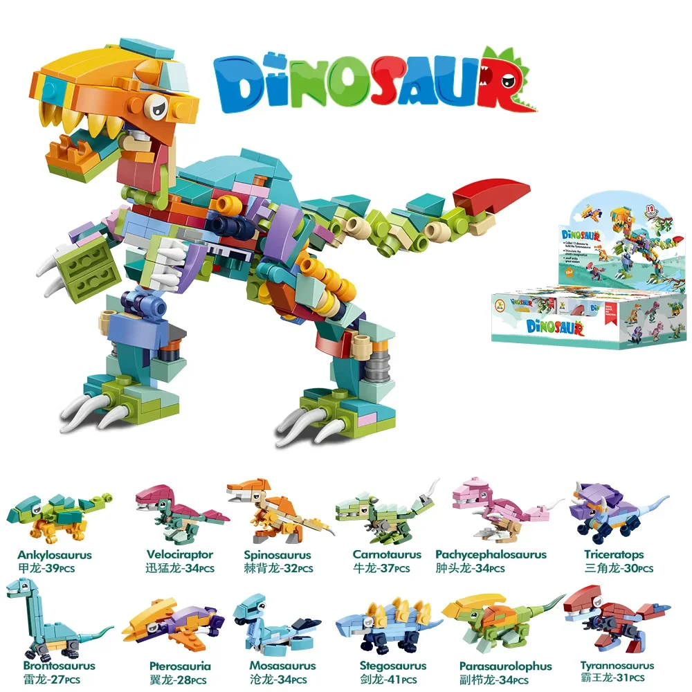 Conjunto De Blocos De Montar De Dinossauro 12 Em 1