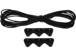 Corda de segurança elástica Preta com suporte em aço inoxidável para prateleiras.