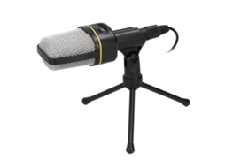 Aetheria micrófono Condensador de Gravação Estúdio com Tripé de Mesa Omnidirecional Preto 3.5mm