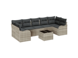 Conjunto 8 Sofá De Jardim Vidaxl Cinzento-claro Vime Pe (289 X 122,5 X 85 Cm)