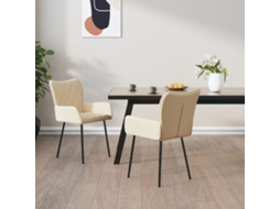 Vidaxl Cadeiras De Jantar 2 Pcs Tecido Cor Creme