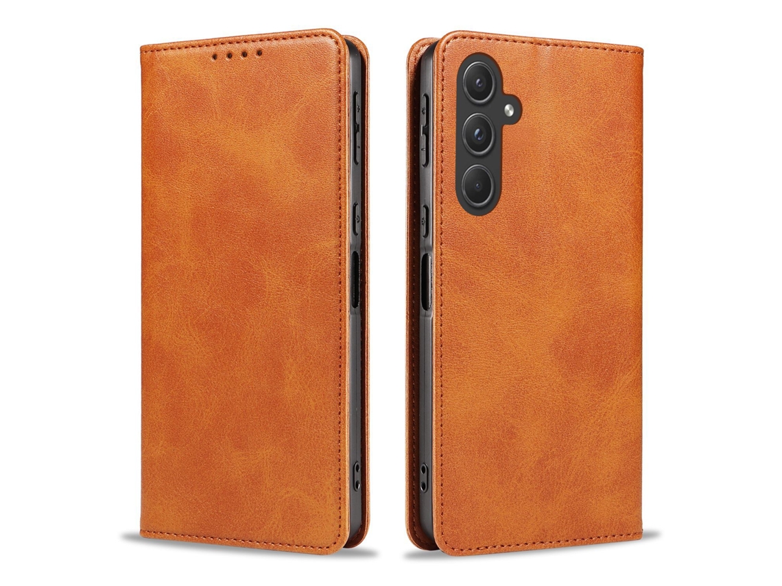 Capa De Couro Com Padrão De Bezerro, Ideal Para Samsung.cáqui - A53
