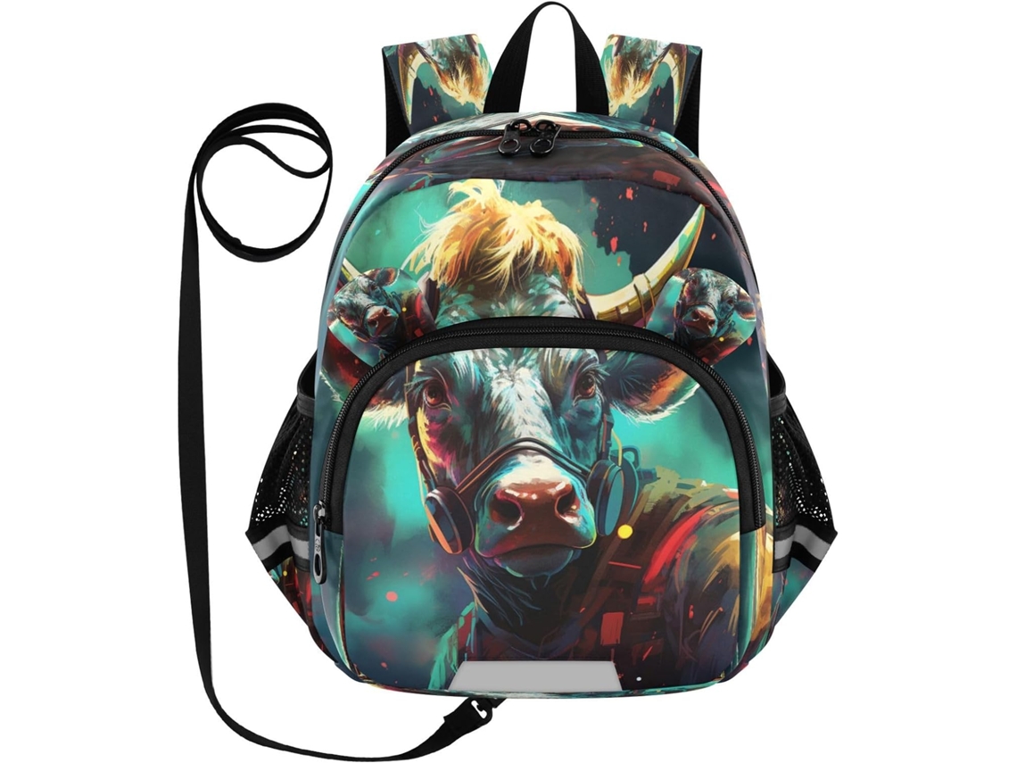 Mochila Infantil Divertida Com Orelhas E Estampa De Vaca Espacial, Adorável Mini Bolsa De Ombro.