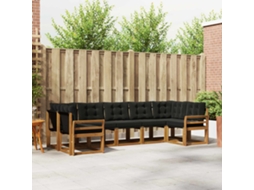 Vidaxl Conjunto De Sofás Para Exterior 7 Pcs Natural E Preto