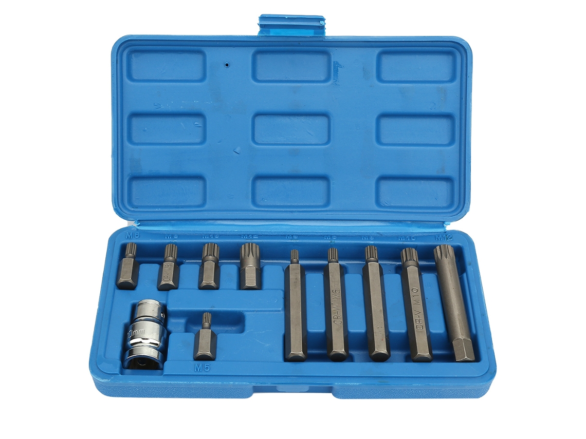 Kit De 11 Pontas De Chave De Fenda Spline Segura 12 Pontos Aço Vanádio-crômio