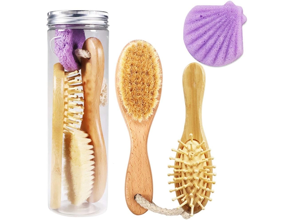 Conjunto Ymz Com 3 Escovas De Konjac Para Massagem Facial E Banho