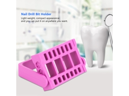 Mandril de 16 furos para brocas dentárias e de unhas, ferramenta para salão de manicure, rosa/vermelho