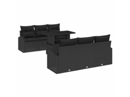 Maison Exclusive - Conjunto De Sofá De Jardim 7 Pcs Preto Rattan De Polipropileno