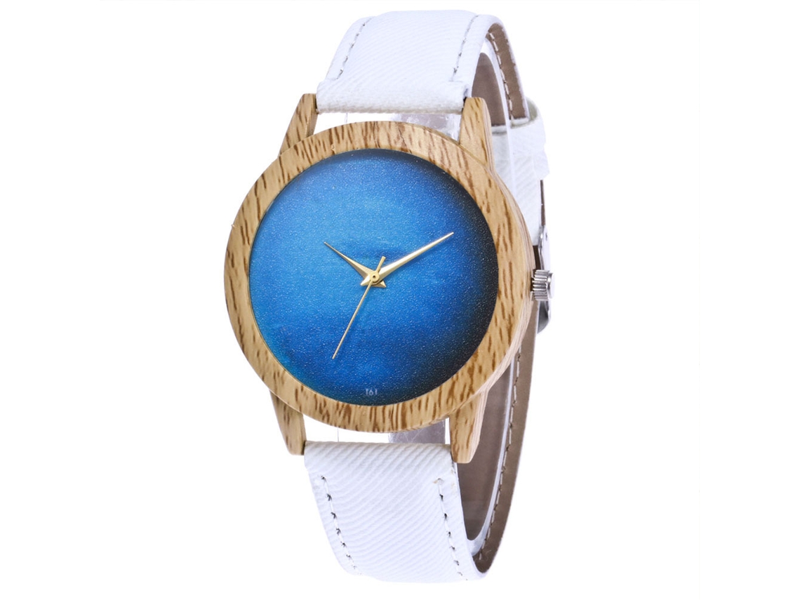 Relógio de Pulso Unissex de Quartzo com Pulseira de Denim Simples e Fashion para Presente Branco